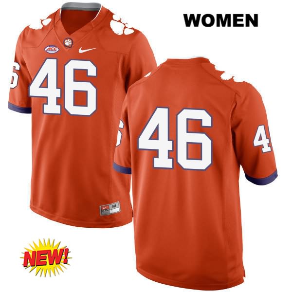 Women's Clemson Tigers #46 Jarvis Magwood Stitched Orange New Style Authentic Nike No Name NCAA College Football Jersey BNC6346JL